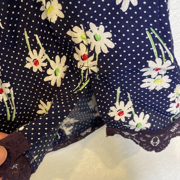 Esprit Sleeveless Mini Slip Dress Floral & Polka Dot Vintage Zipper Sz Sm Navy - Picture 3 of 14